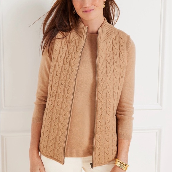 Talbots Sweaters - Talbot’s Women's Tan Cable Knit Sweater Vest